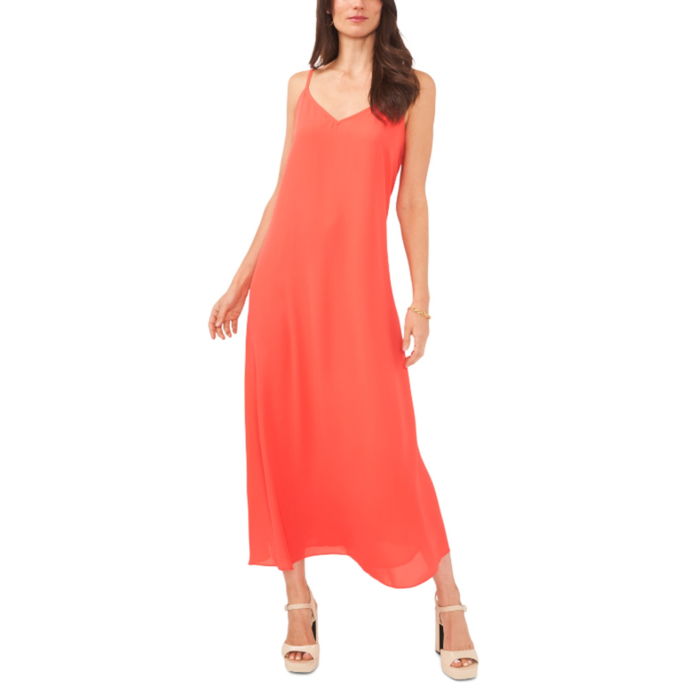 VINCE CAMUTO Women's V-Neck Pull-On Sleeveless Dress Radient Red Size S 12424